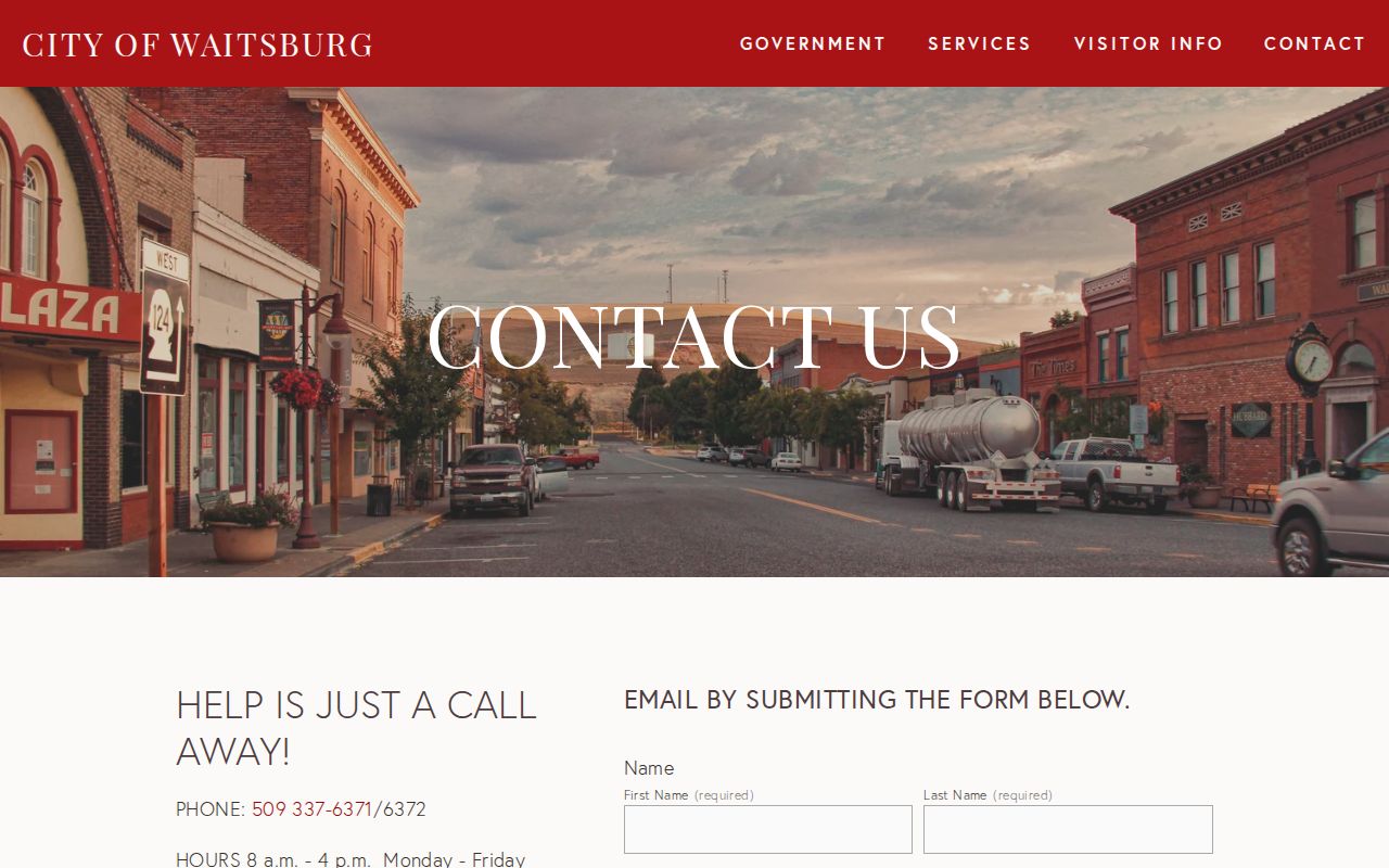 Waitsburg City Hall contact page for city-held public records